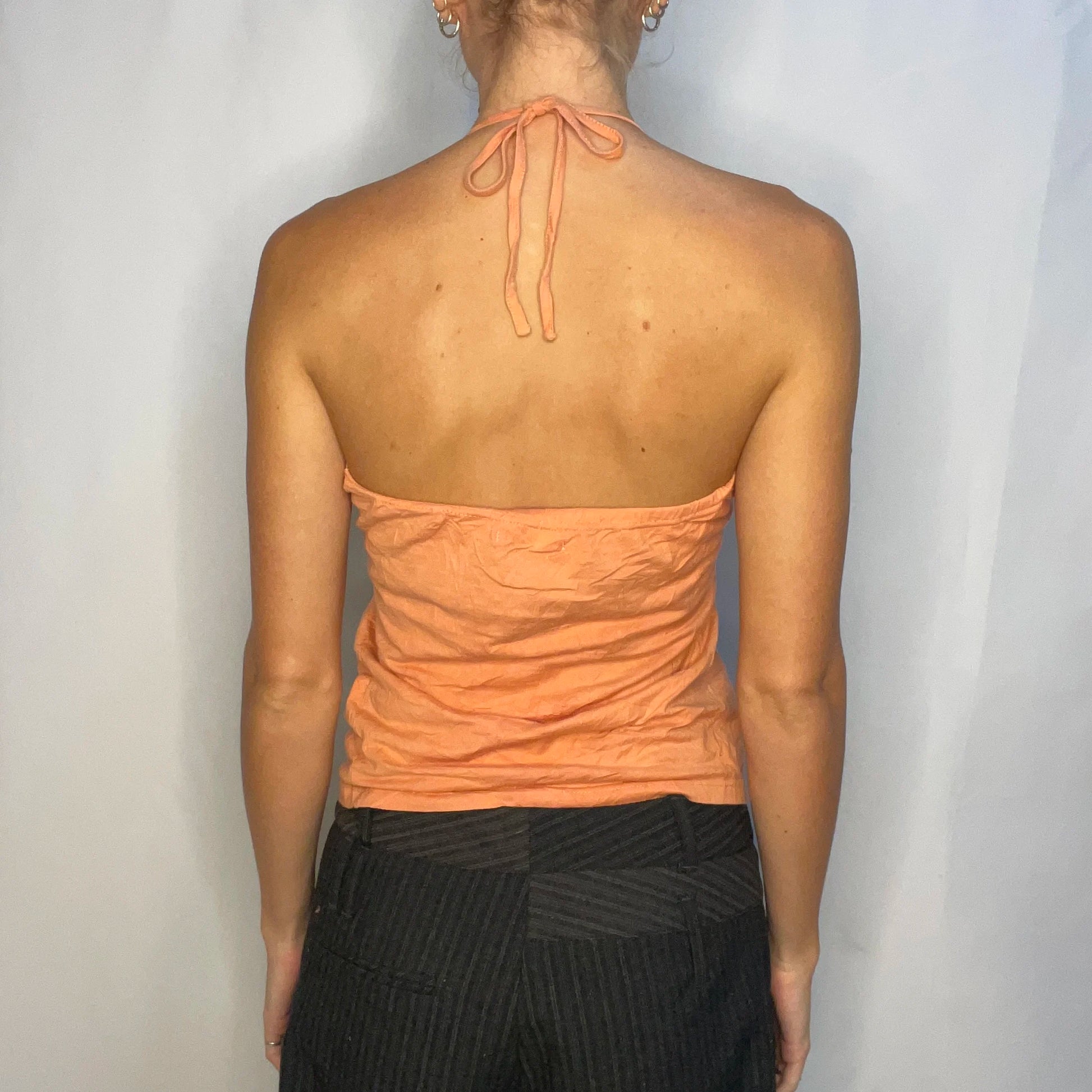 Vintage Orange Lace Halter Tank Top