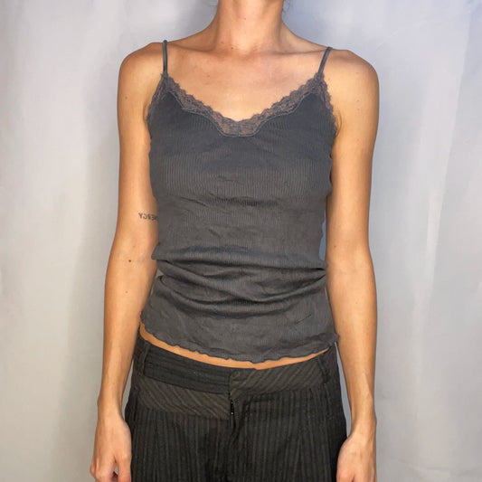 Vintage Gray Lace Tank Top