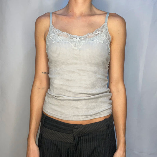 Vintage Grey Lace Tank Top