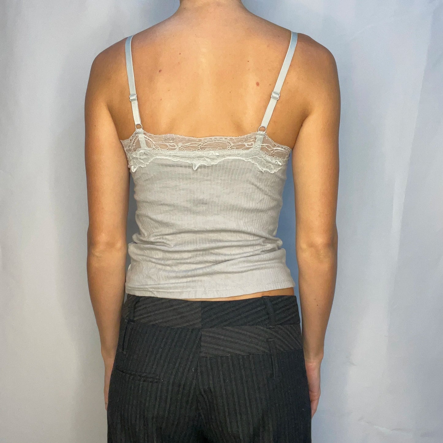 Vintage Grey Lace Tank Top