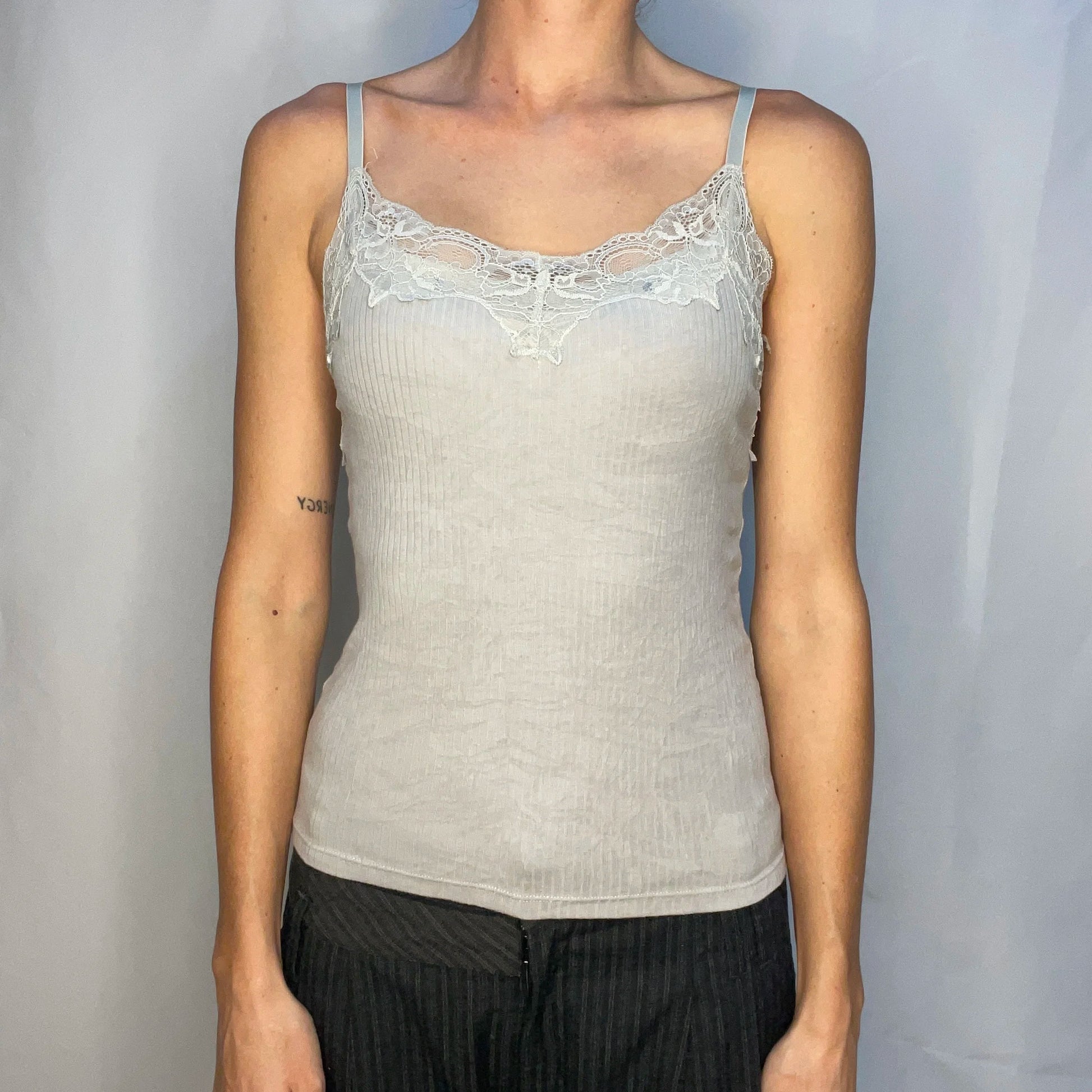 Vintage Grey Lace Tank Top