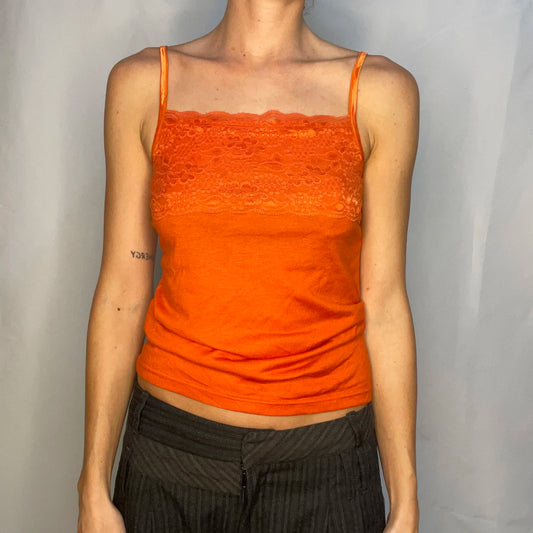 Vintage Orange Lace Tank Top