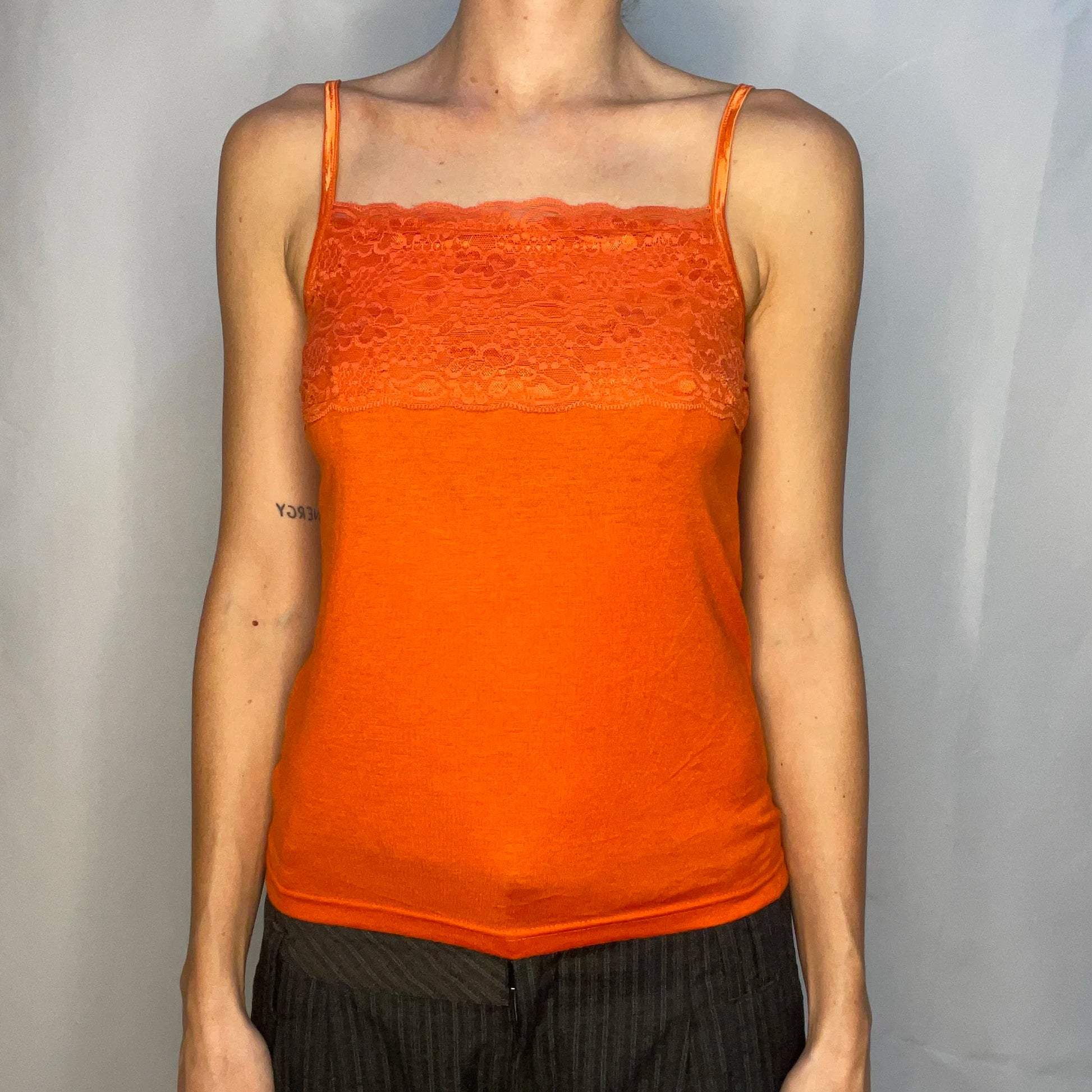 Vintage Orange Lace Tank Top