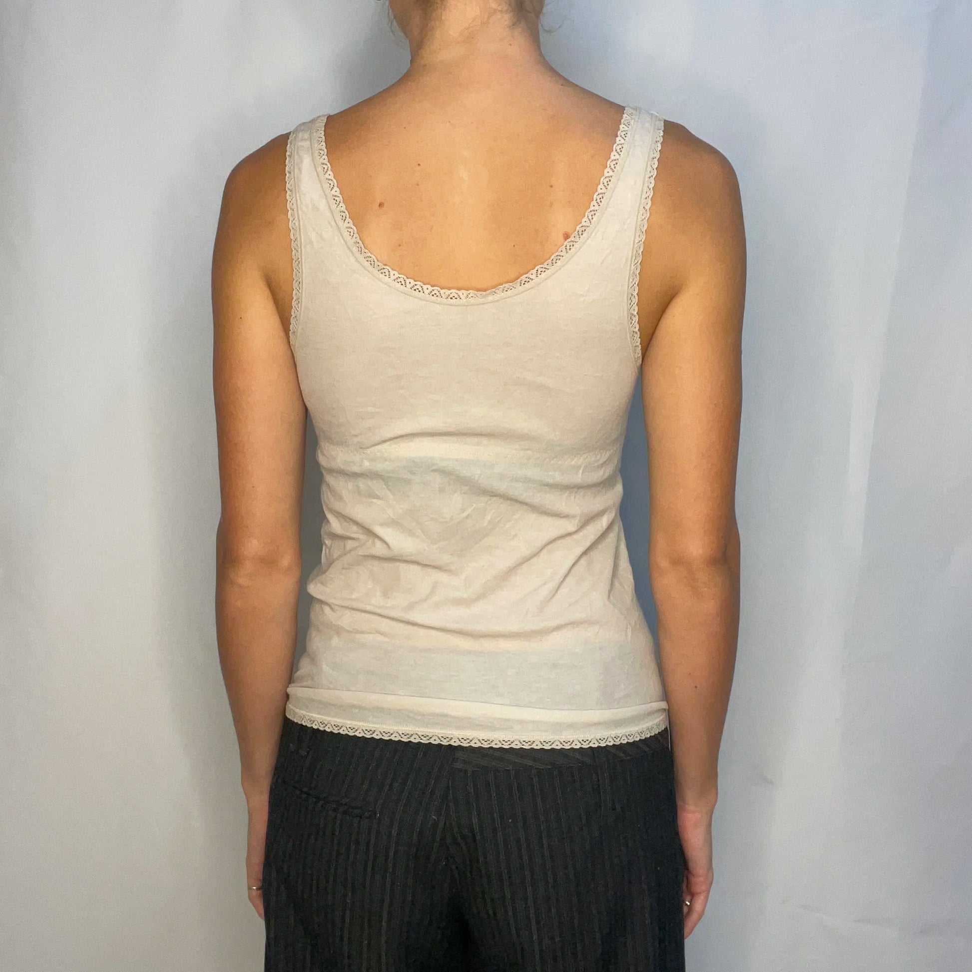 Vintage Beige Lace Tank Top