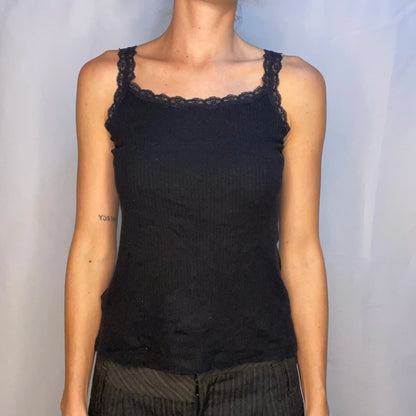 Vintage Black Lace Tank Top