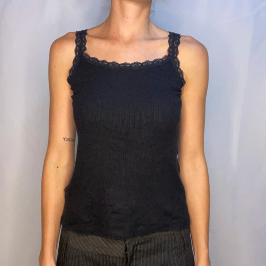 Vintage Black Lace Tank Top