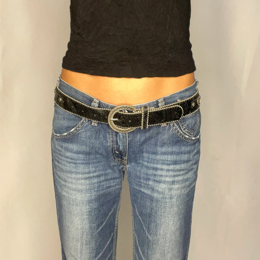 Vintage Black Eyelet Belt
