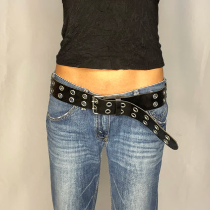 Vintage Eyelet Black Belt