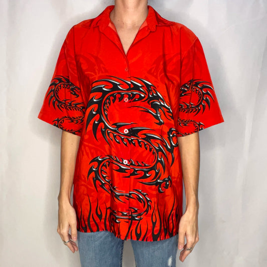 Vintage Tribal Dragon Red Shirt