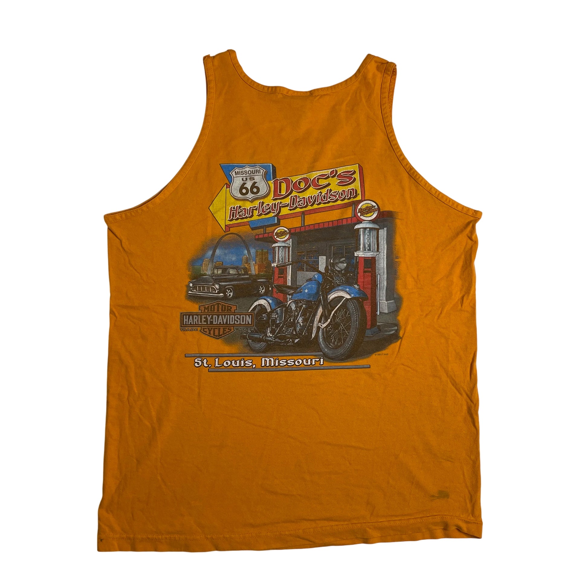 Vintage Harley-Davidson Orange Singlet Top