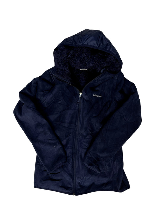 Vintage Columbia Navy Hooded Fleece Jacket