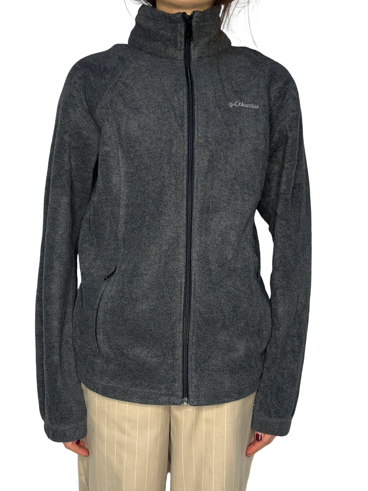Vintage Columbia Gray Full-zip Fleece Jacket