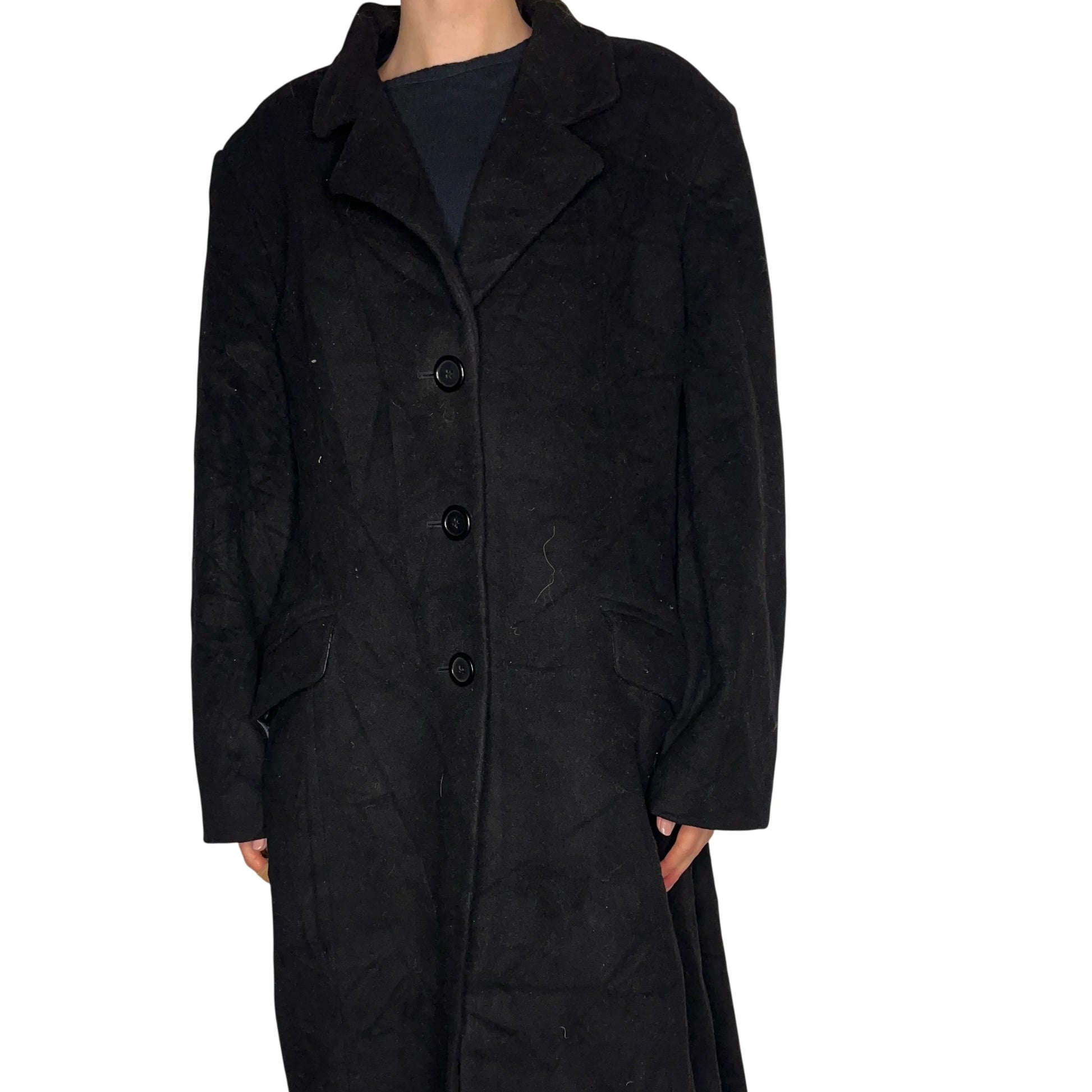 Vintage Larry Levine Black Cashmere, Lambswool Coat