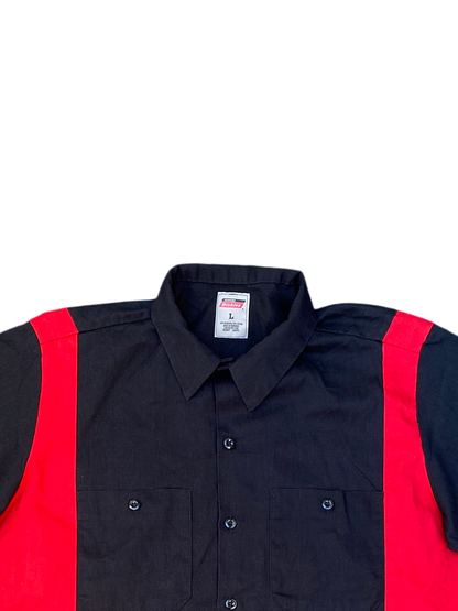 Dickies Industrial Color Block Work Shirt - Black & Red - Size L