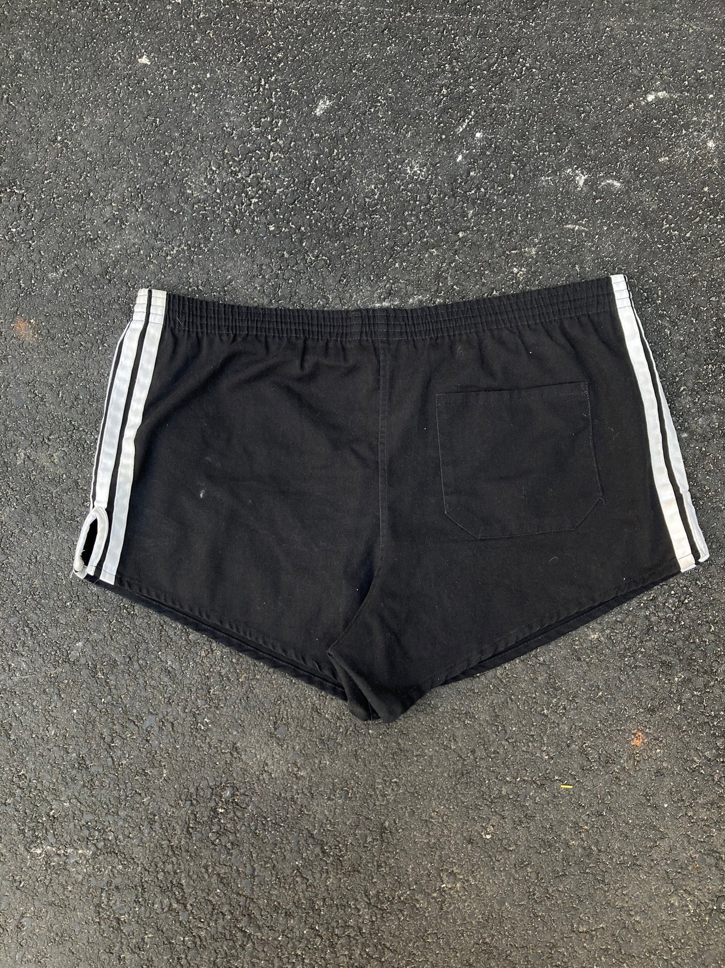 Vintage 80s Adidas Made in USA Black Trefoil Running Shorts