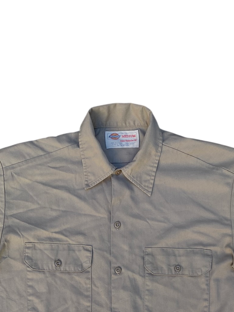 Vintage Dickies Short Sleeve Beige Work Shirt
