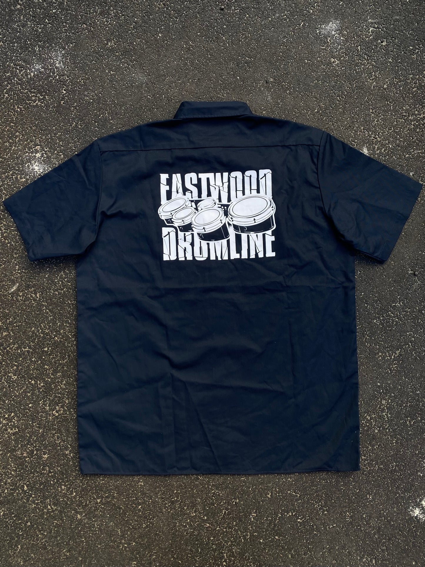Vintage Dickies Work Shirt Eastwood Drumline Back Graphic Navy Shirt