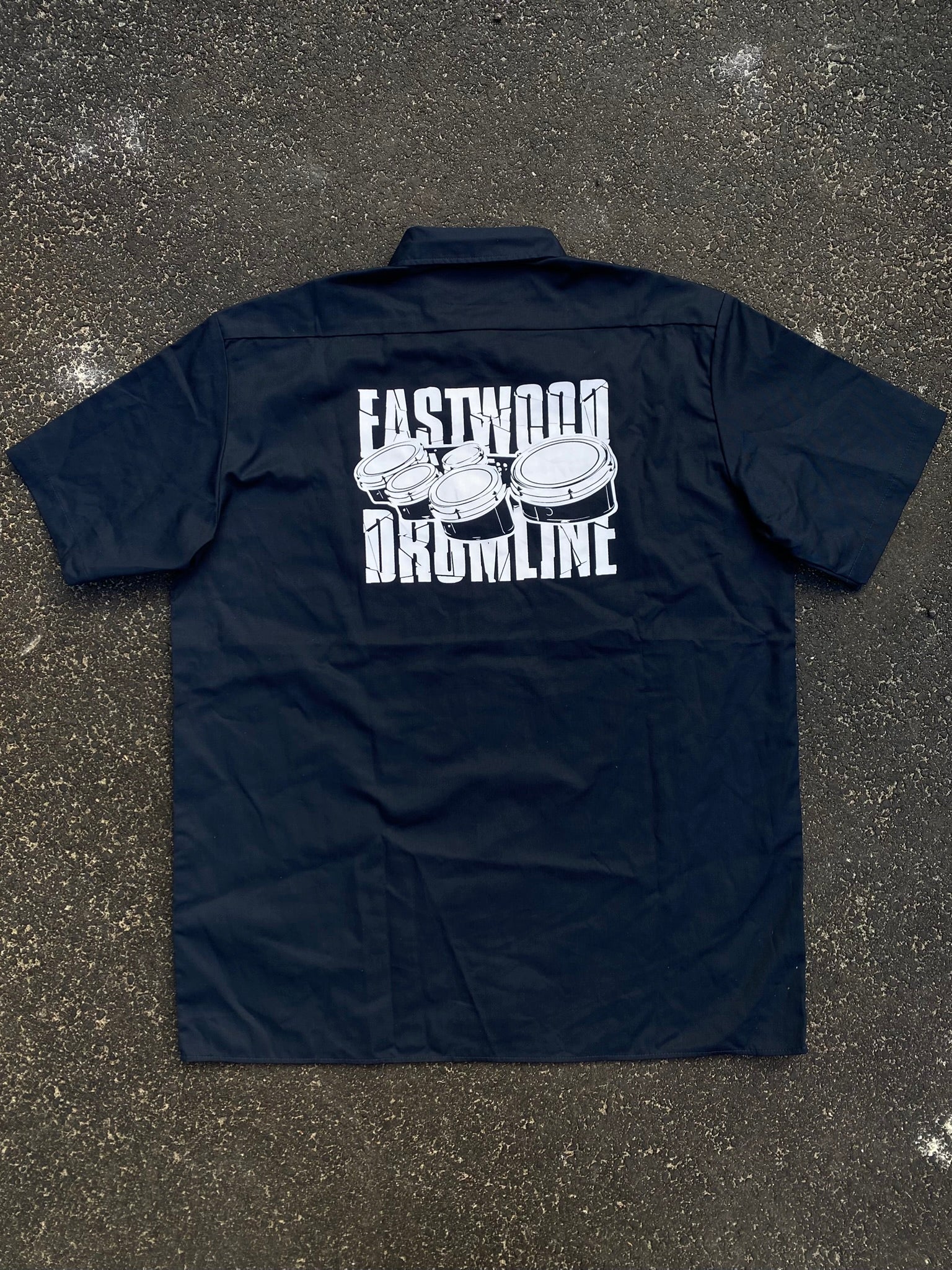 Vintage Dickies Work Shirt Eastwood Drumline Back Graphic Navy Shirt