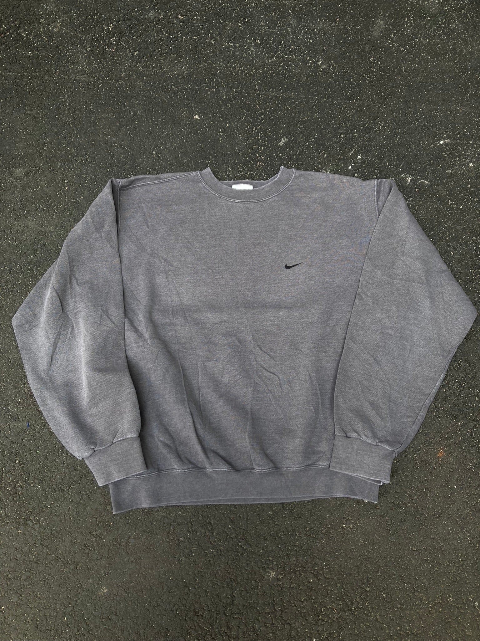 Vintage 90s Nike Center Mini Swoosh Crewneck Sweatshirt - Faded Gray