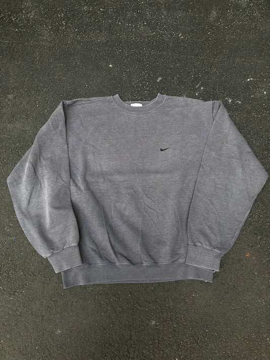 Vintage 90s Nike Center Mini Swoosh Crewneck Sweatshirt - Faded Gray