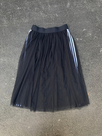 Adidas Black Tulle Mesh Skirt - Balletcore Streetwear Midi Size M