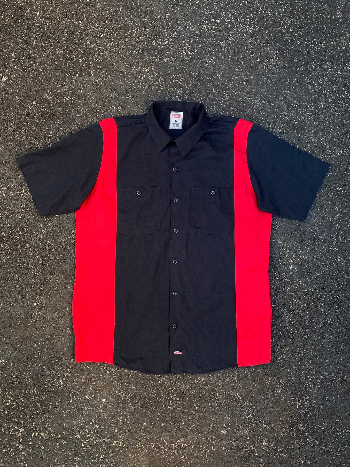 Dickies Industrial Color Block Work Shirt - Black & Red - Size L