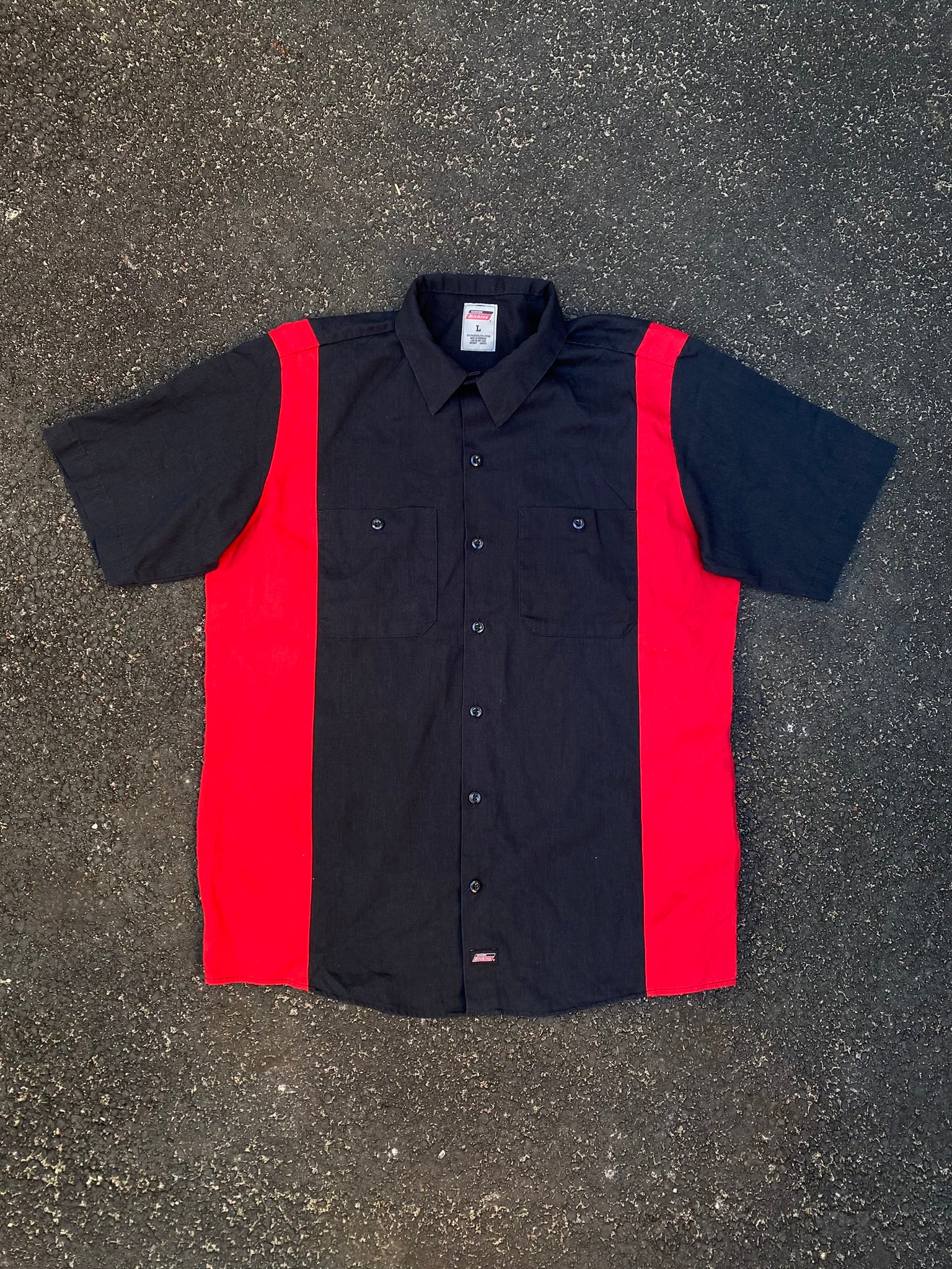 Dickies Industrial Color Block Work Shirt - Black & Red - Size L