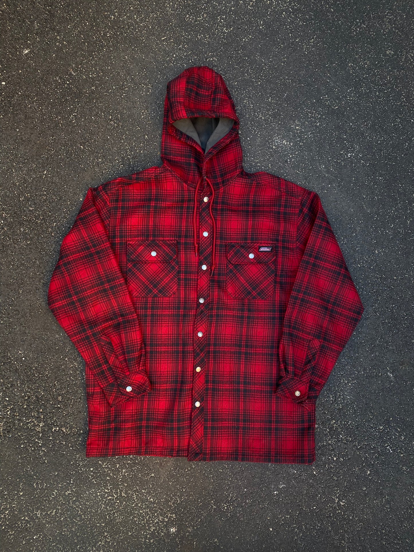 Dickies Quilted Lined Hooded Flannel Shirt Jacket - Red Plaid