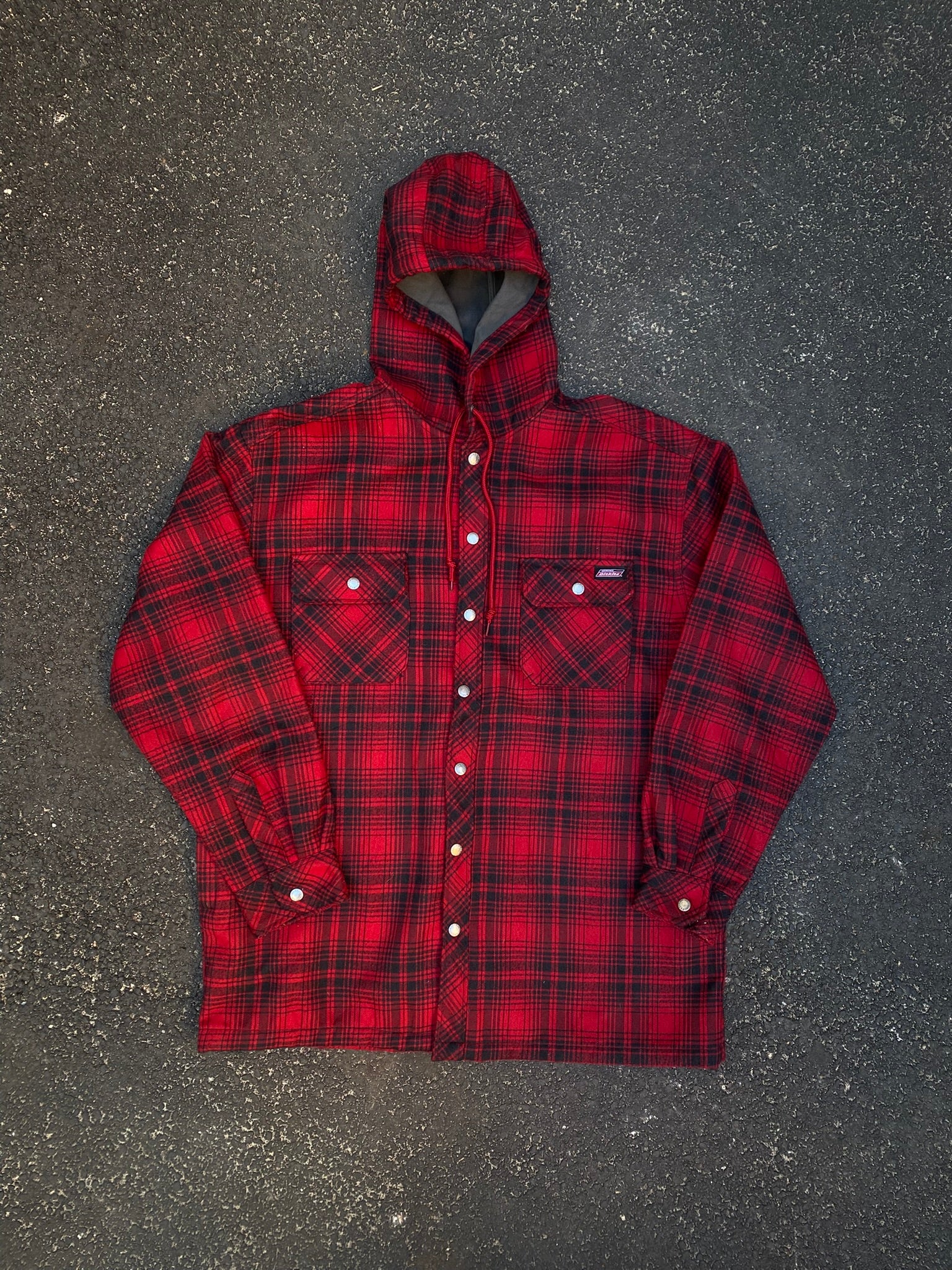 Dickies Quilted Lined Hooded Flannel Shirt Jacket - Red Plaid