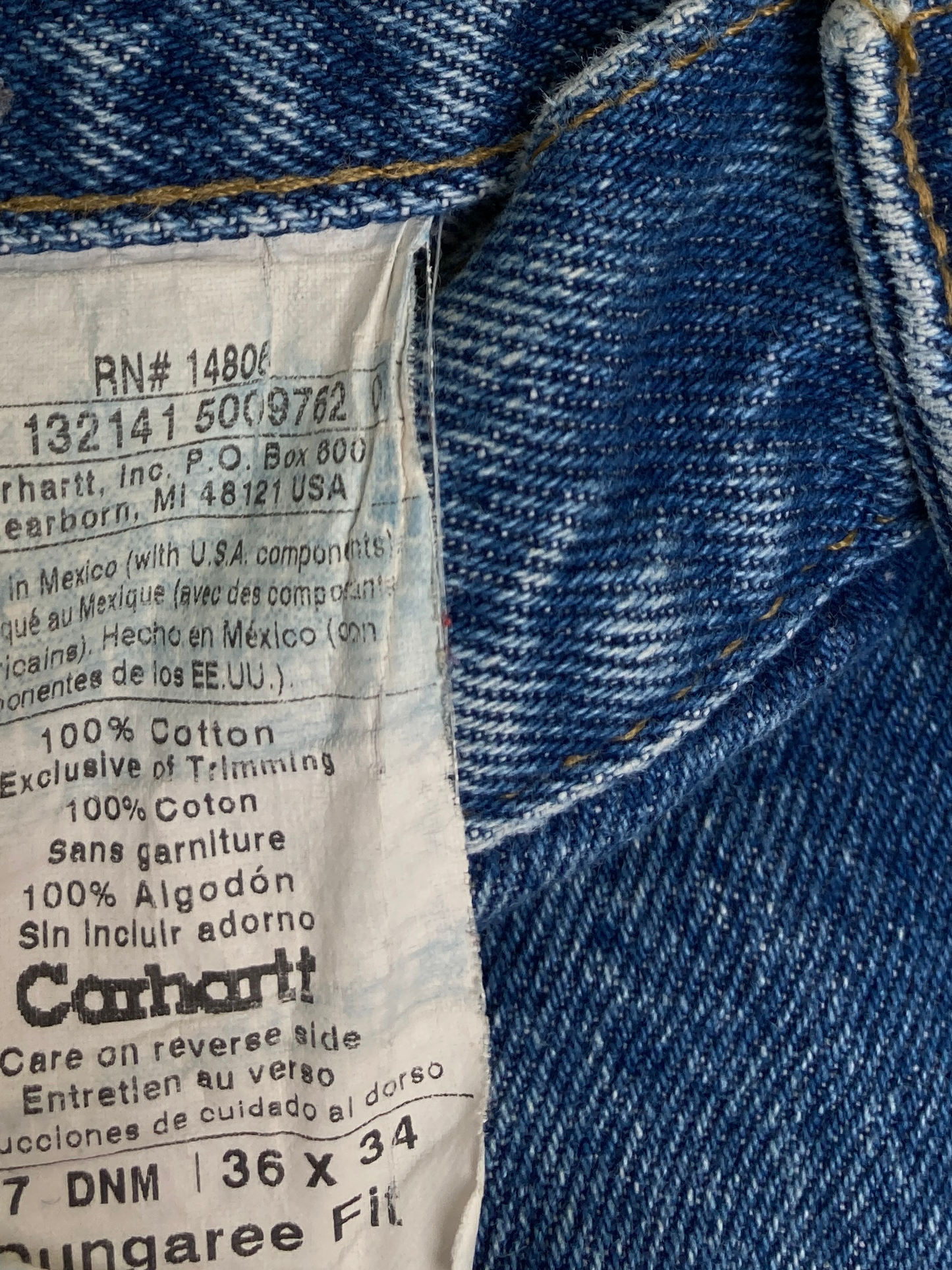 Carhartt Blue Double knee Dungaree fit