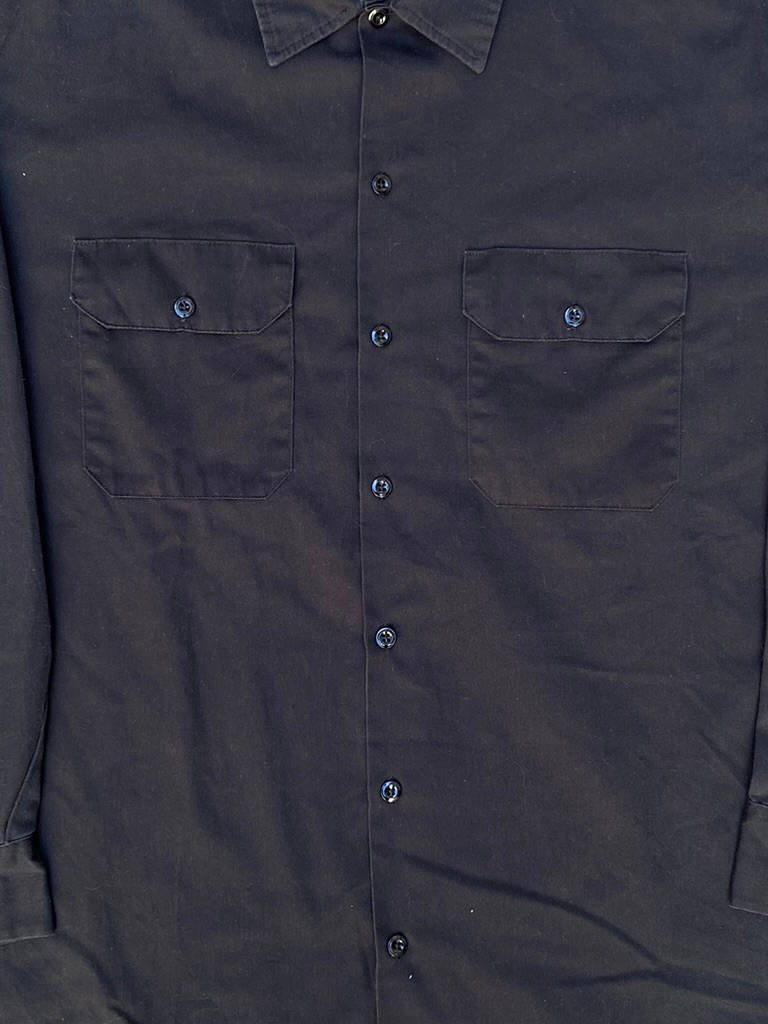 Dickies Men's Work Shirt, Long-Sleeved Button-Down Collar, Two Front Pockets, Black