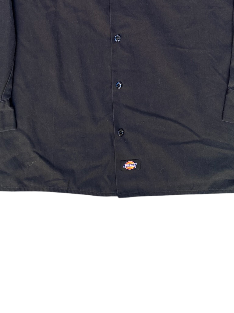 Dickies Men's Work Shirt, Long-Sleeved Button-Down Collar, Two Front Pockets, Black