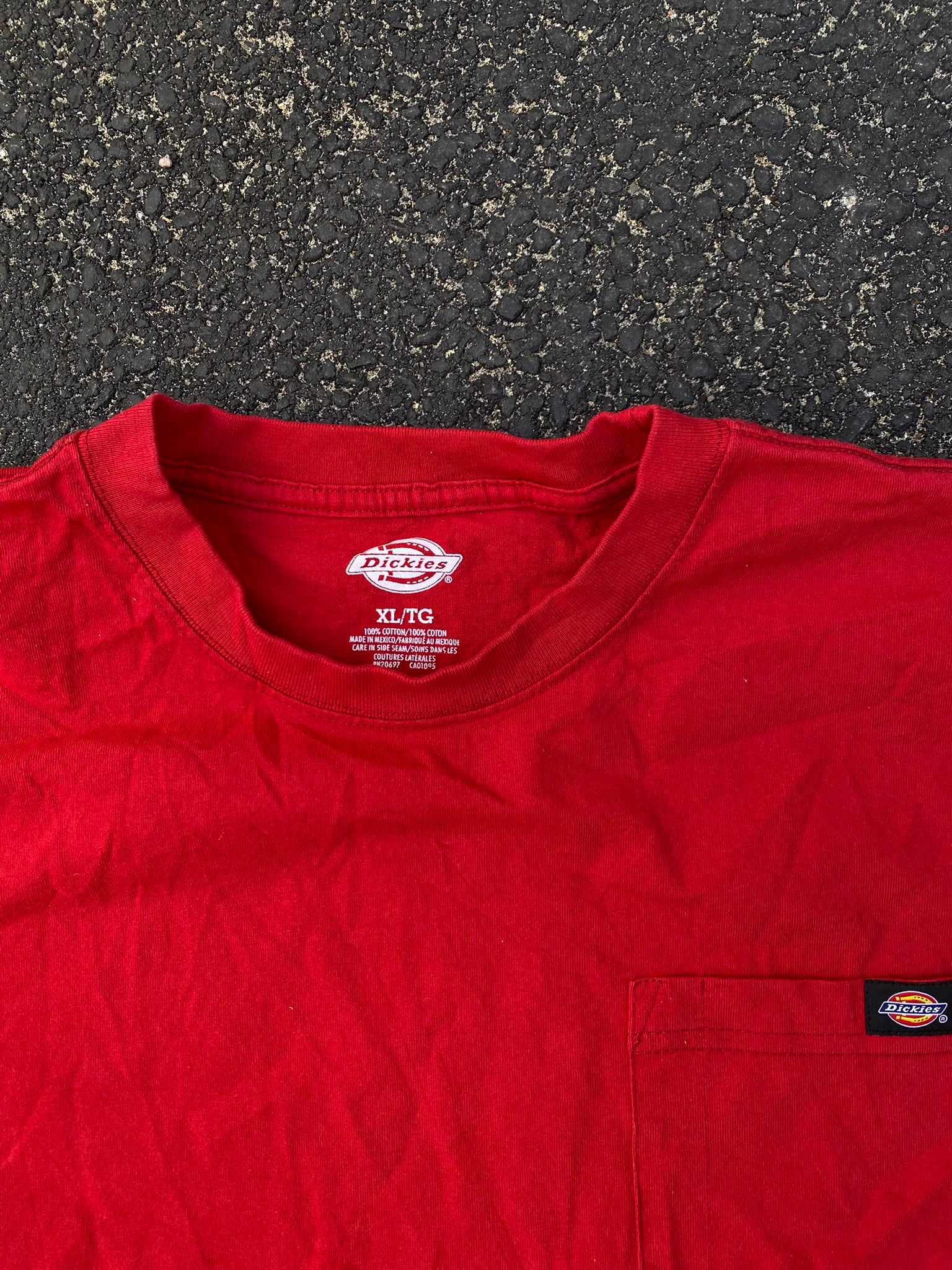 Dickies Red Pocket Tee - XL - Heavyweight Cotton Boxy Fit