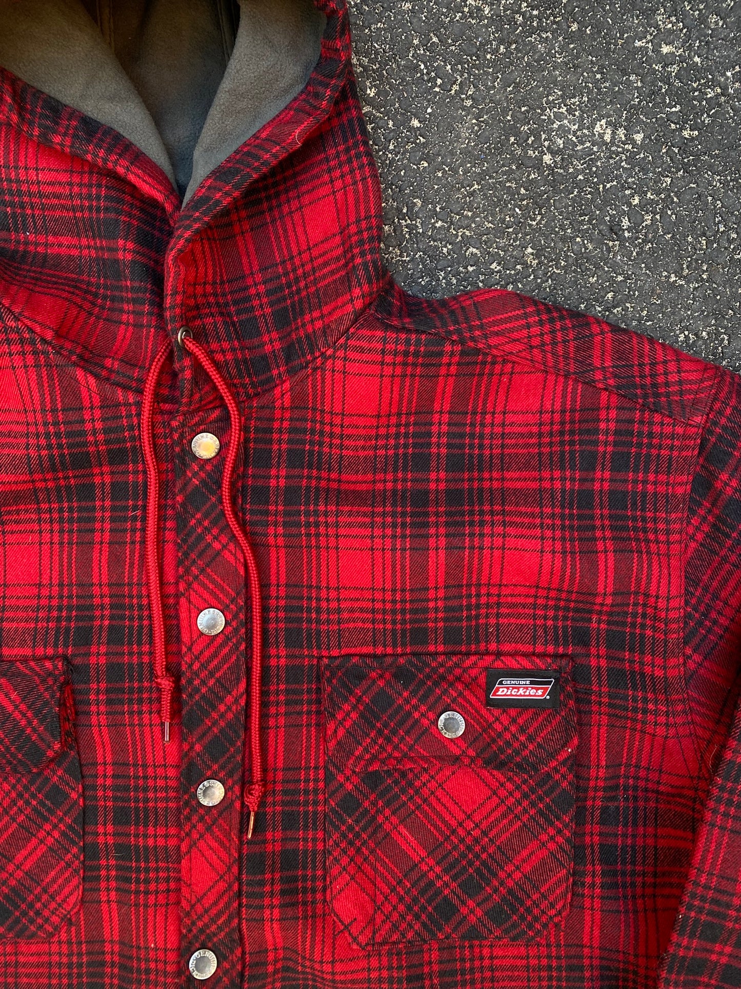 Dickies Quilted Lined Hooded Flannel Shirt Jacket - Red Plaid