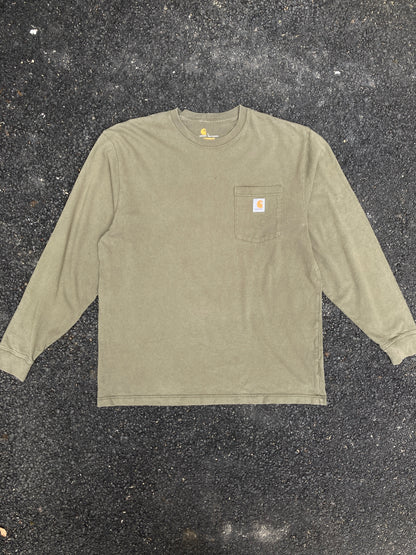 Carhartt Green Original fit Long Sleeve Logo T-Shirt