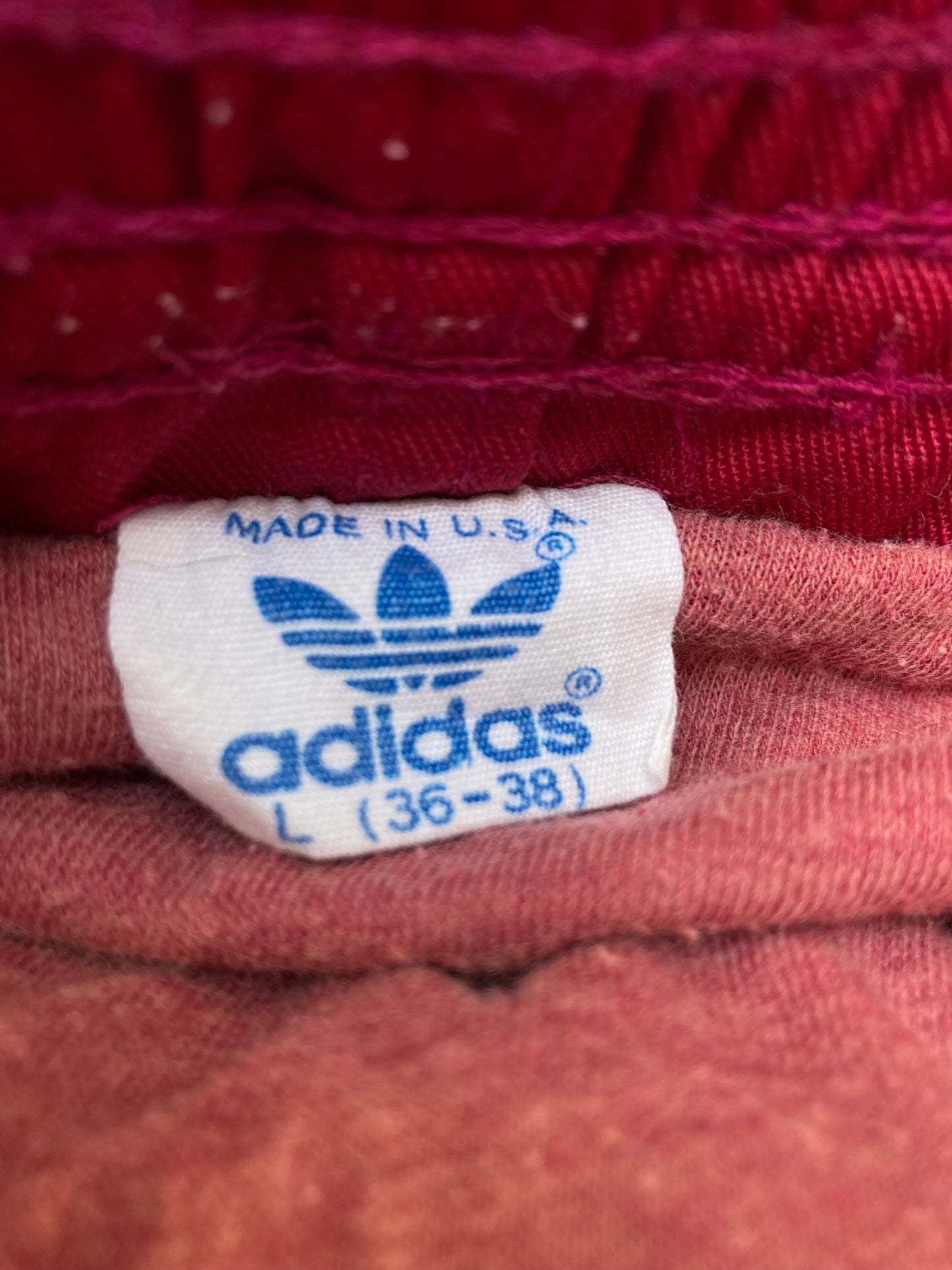 Vintage 80s Adidas Made in USA Red Trefoil Running Shorts