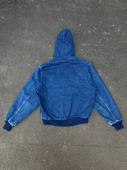 Vintage 90s Carhartt Made in USA Blue Denim Jacket - Flannel Lined