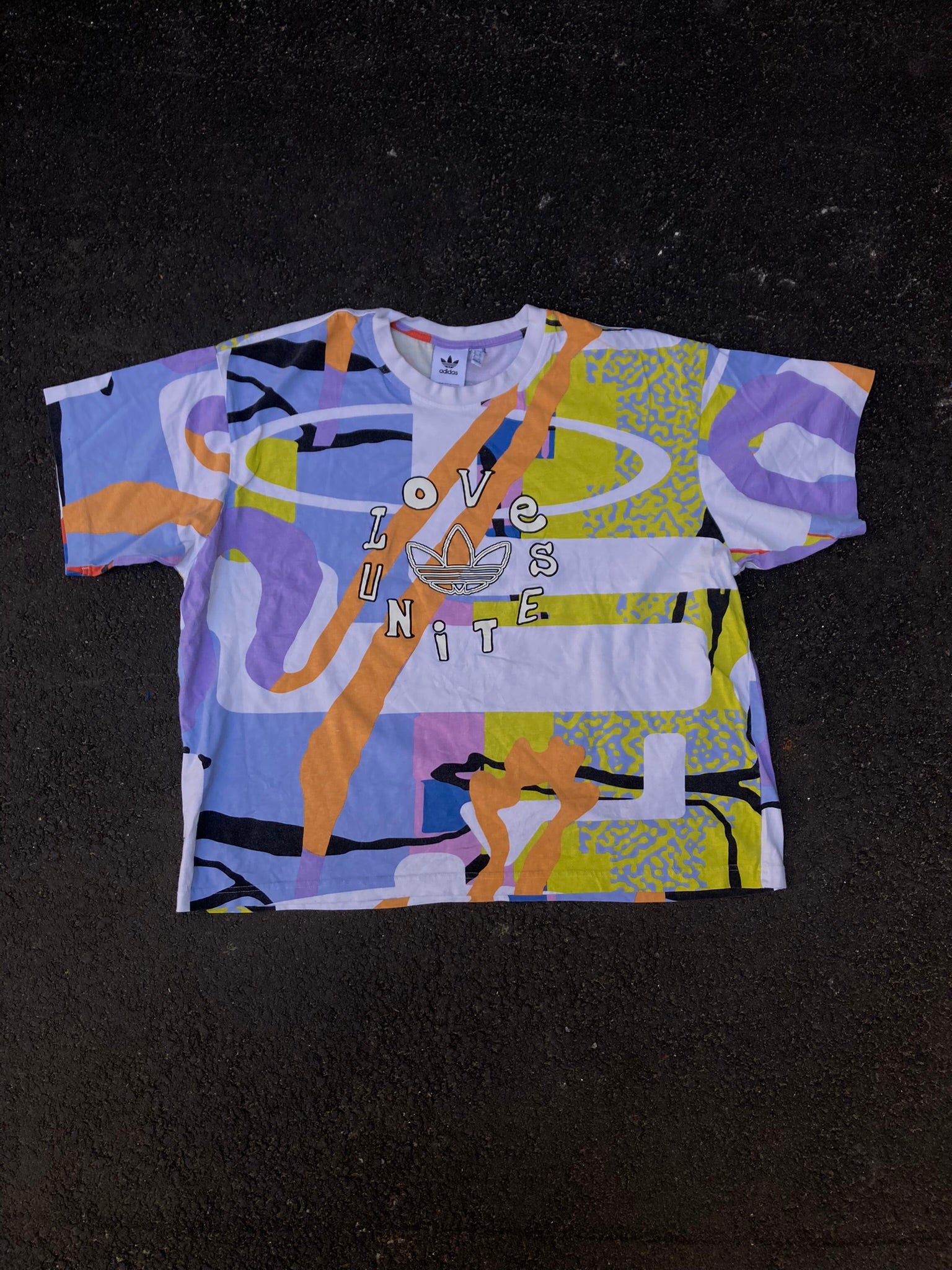 Adidas Love Unites Pride Pack Tee - Retro Abstract Graphic Shirt