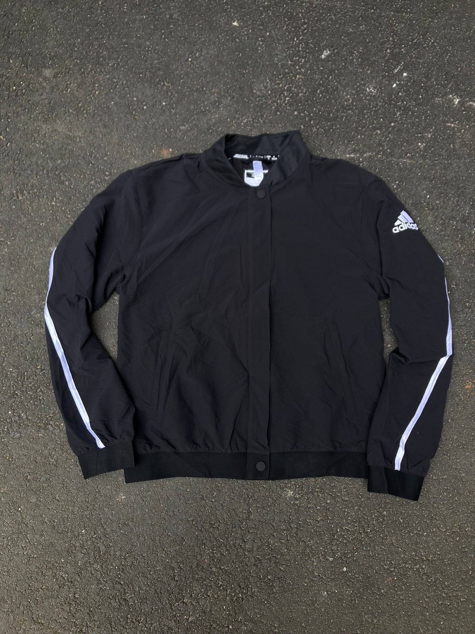Adidas Lightweight Bomber Jacket - Black Windbreaker Tech Outerwear