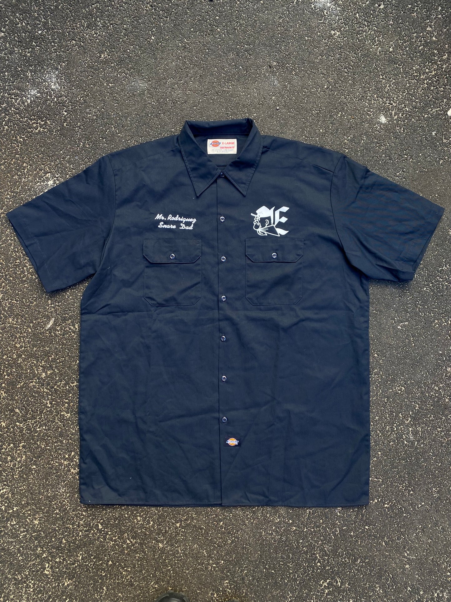 Vintage Dickies Work Shirt Eastwood Drumline Back Graphic Navy Shirt