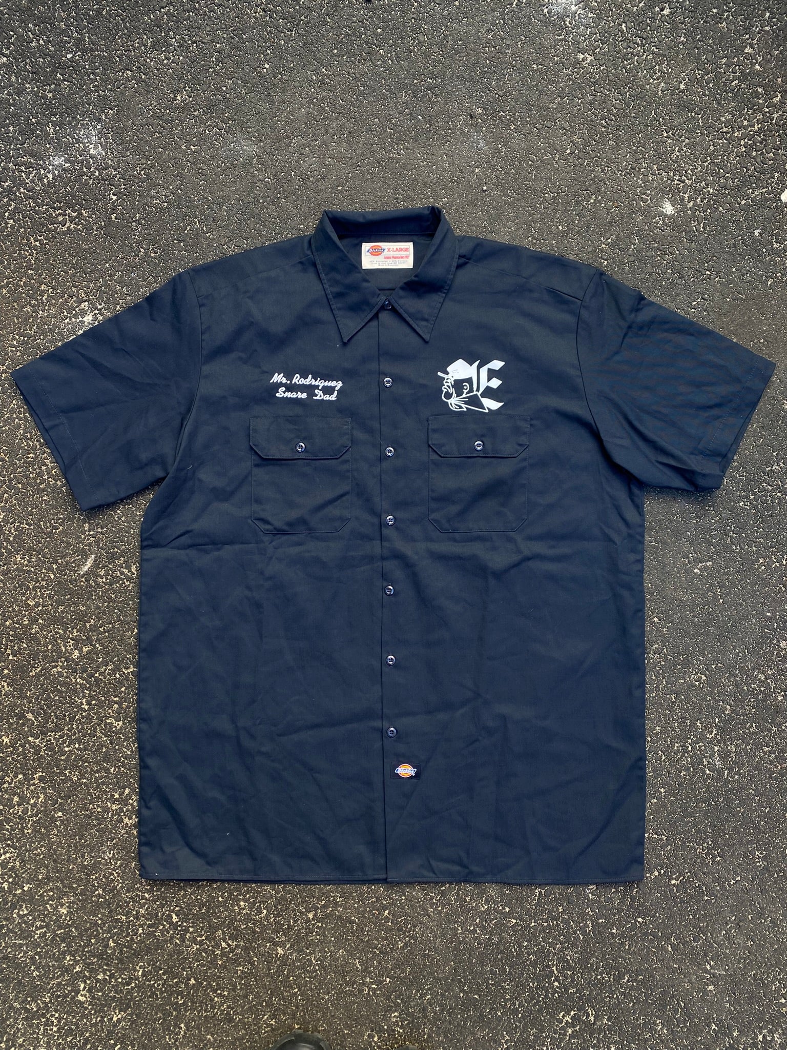 Vintage Dickies Work Shirt Eastwood Drumline Back Graphic Navy Shirt
