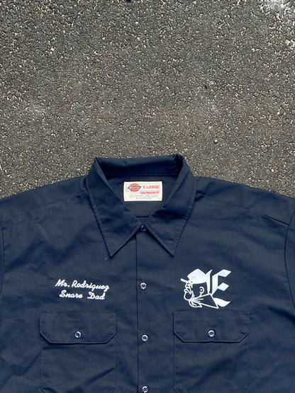 Vintage Dickies Work Shirt Eastwood Drumline Back Graphic Navy Shirt