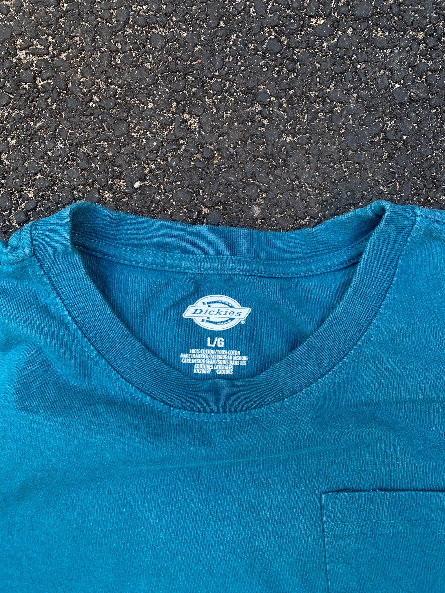 Dickies Teal Blue Pocket Tee - XL - Heavyweight Cotton Boxy Fit