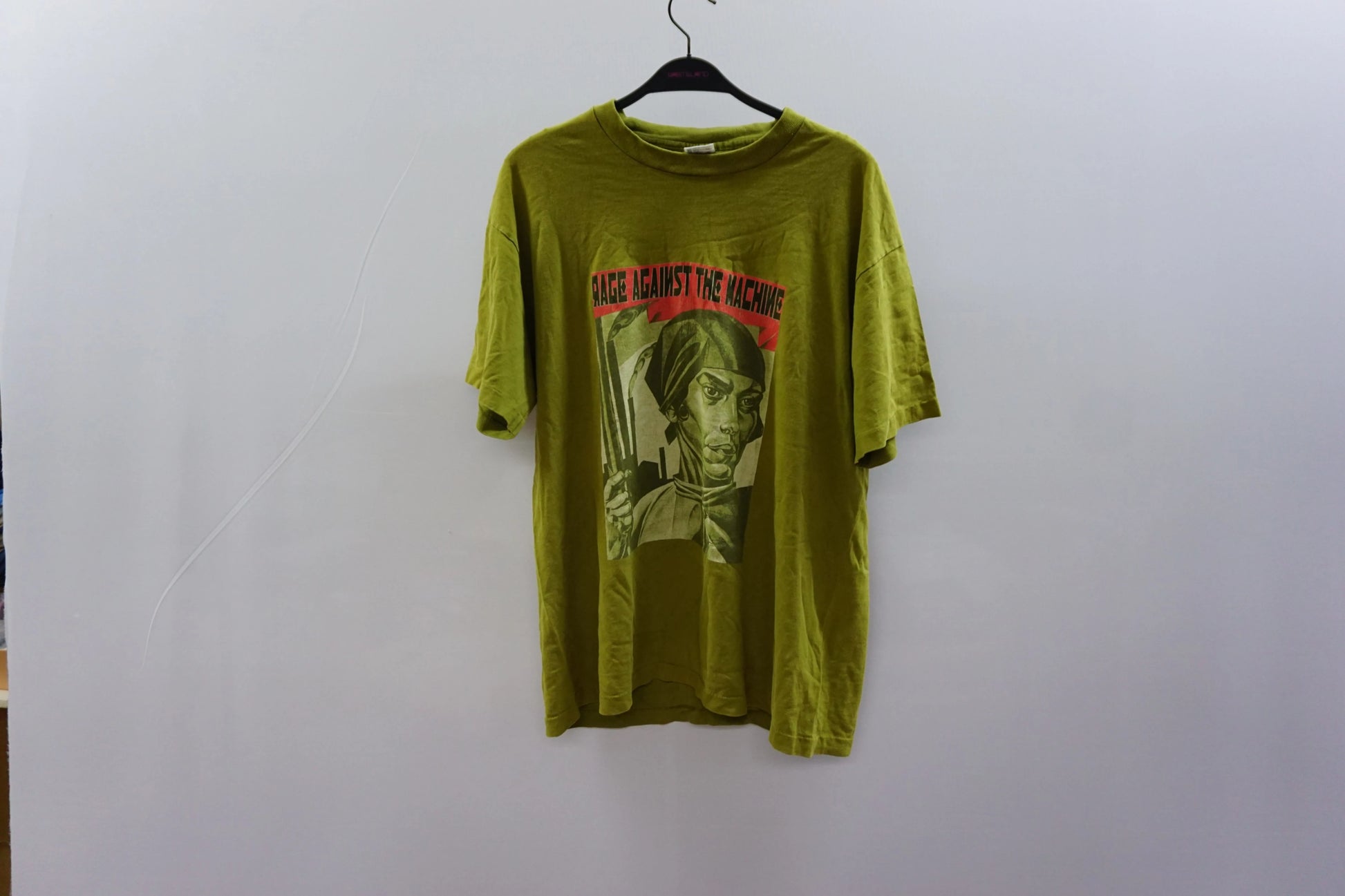 Vintage Anvil Green Rage Against The Machine Single Stitch Tee-Shirt - 90s