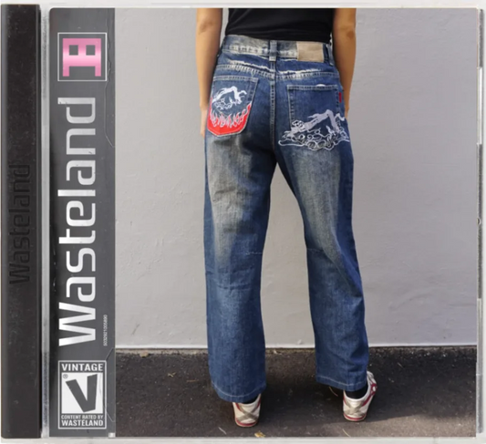 Vintage Ilus Jeans Denim Flame Baggy Jeans