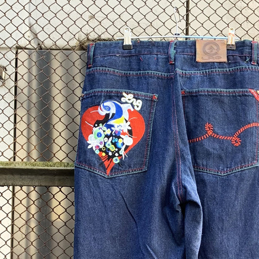 LRG Heart Embroidery Baggy Pants