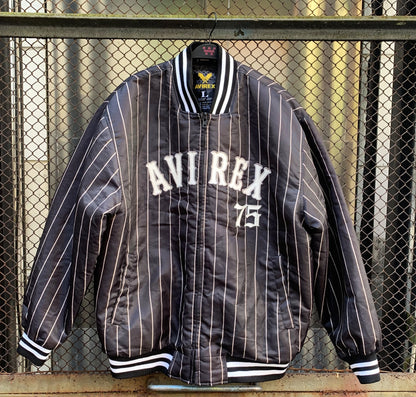 Avirex Black & White Stripes Bomber Jacket