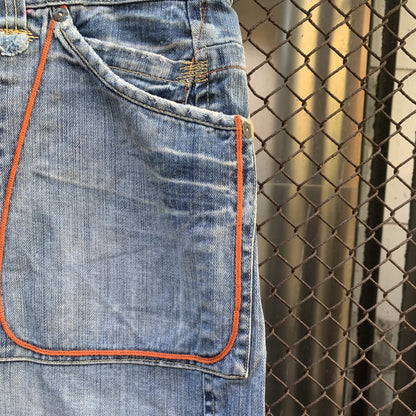 Akdemiks Orange Lines Denim Shorts