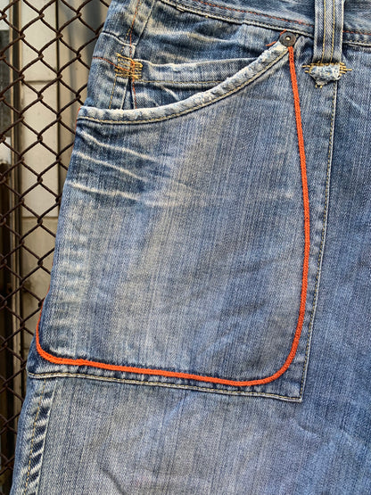 Akdemiks Orange Lines Denim Shorts