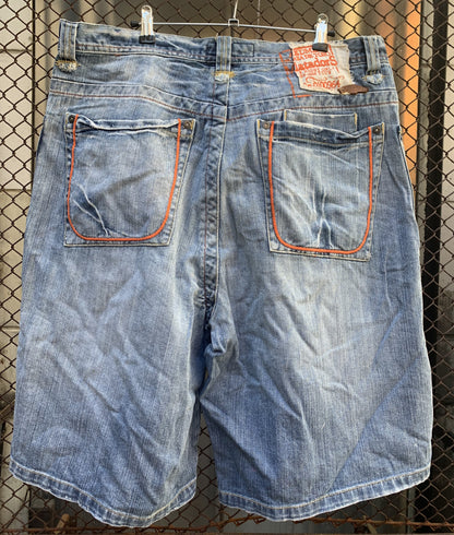 Akdemiks Orange Lines Denim Shorts